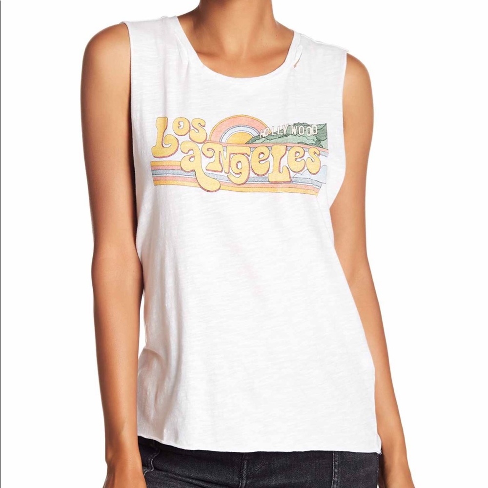 NWT Lucky Brand Los Angeles sleeveless burnout tank graphic size medium